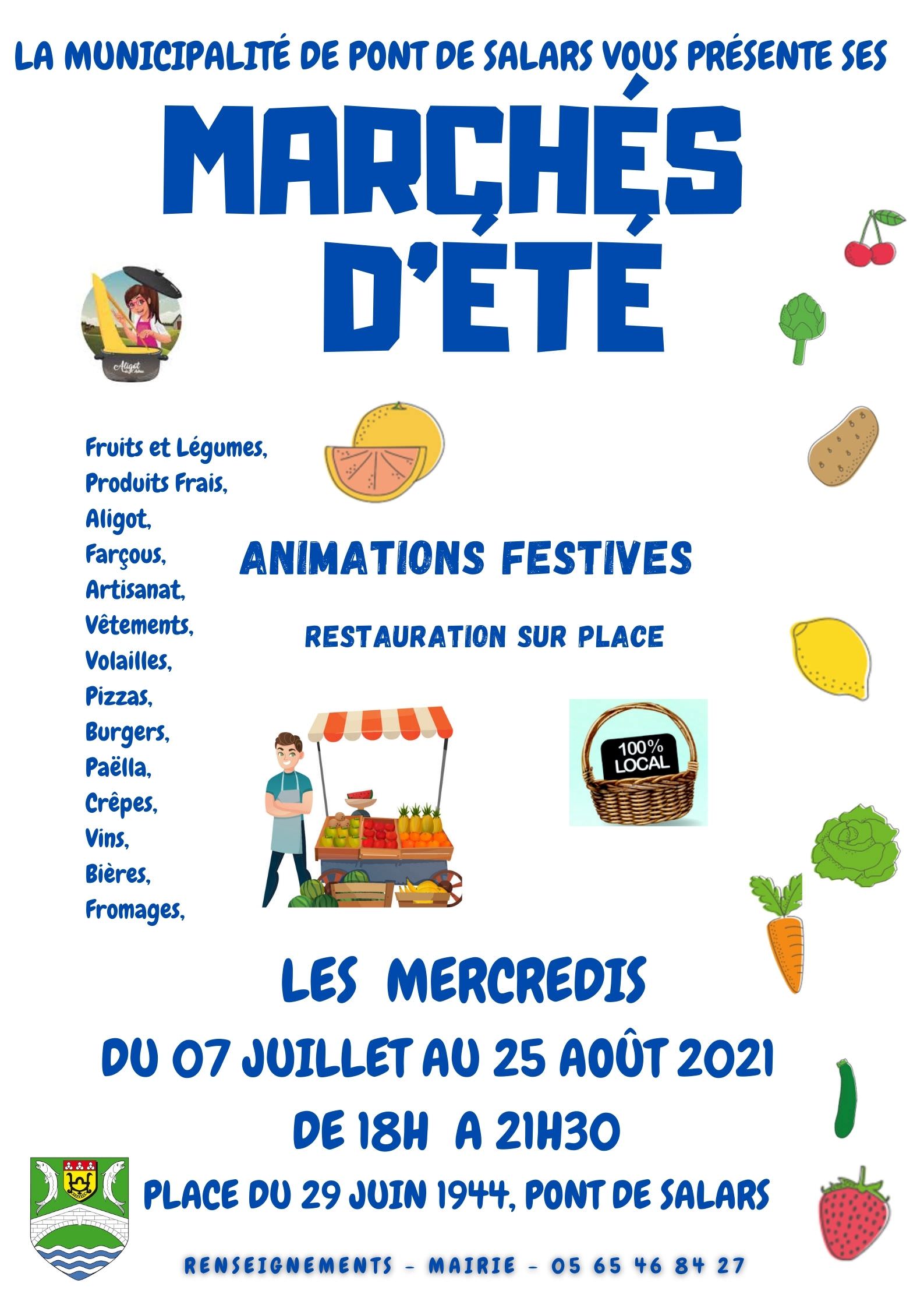 Lire la suite à propos de l’article Marchés d’été Pont de Salars. Du 07 Juillet 2021 au 25 Août 2021