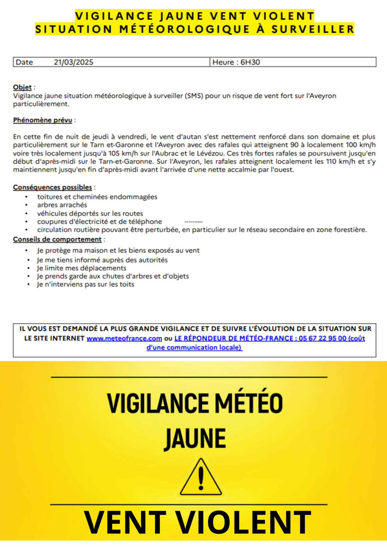 Lire la suite à propos de l’article Vigilance Jaune Vent Violent situation météorologique à surveiller
